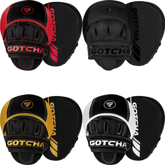 GotchaKart Boxing Focus Pads |Curved Maya Hide Leather Punch Mitts for MMA Training