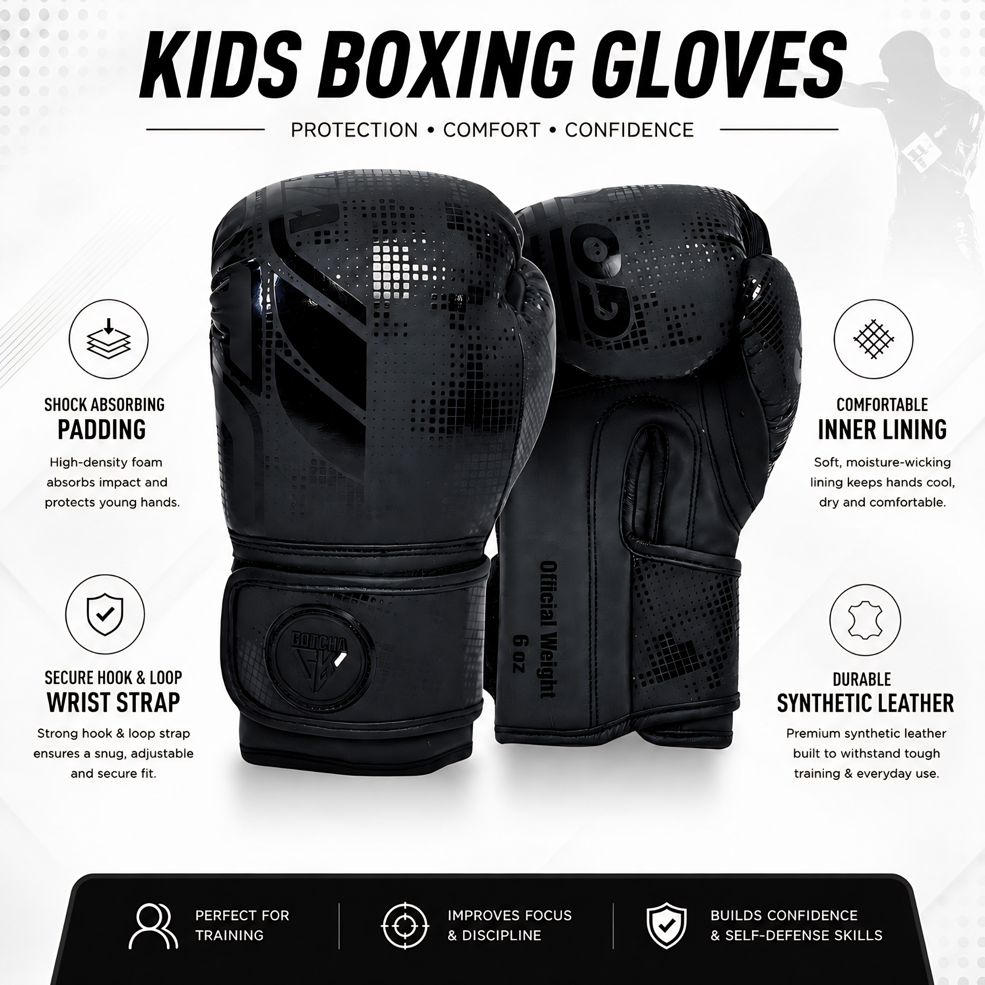 Kids Boxing Gloves - Junior Training Gloves 4oz & 6oz - Muay Thai Sparring MMA Kickboxing Punch Bag Boxing Gloves Kids, Maya Hide Leather Punching Fitness, Workouts & Practice