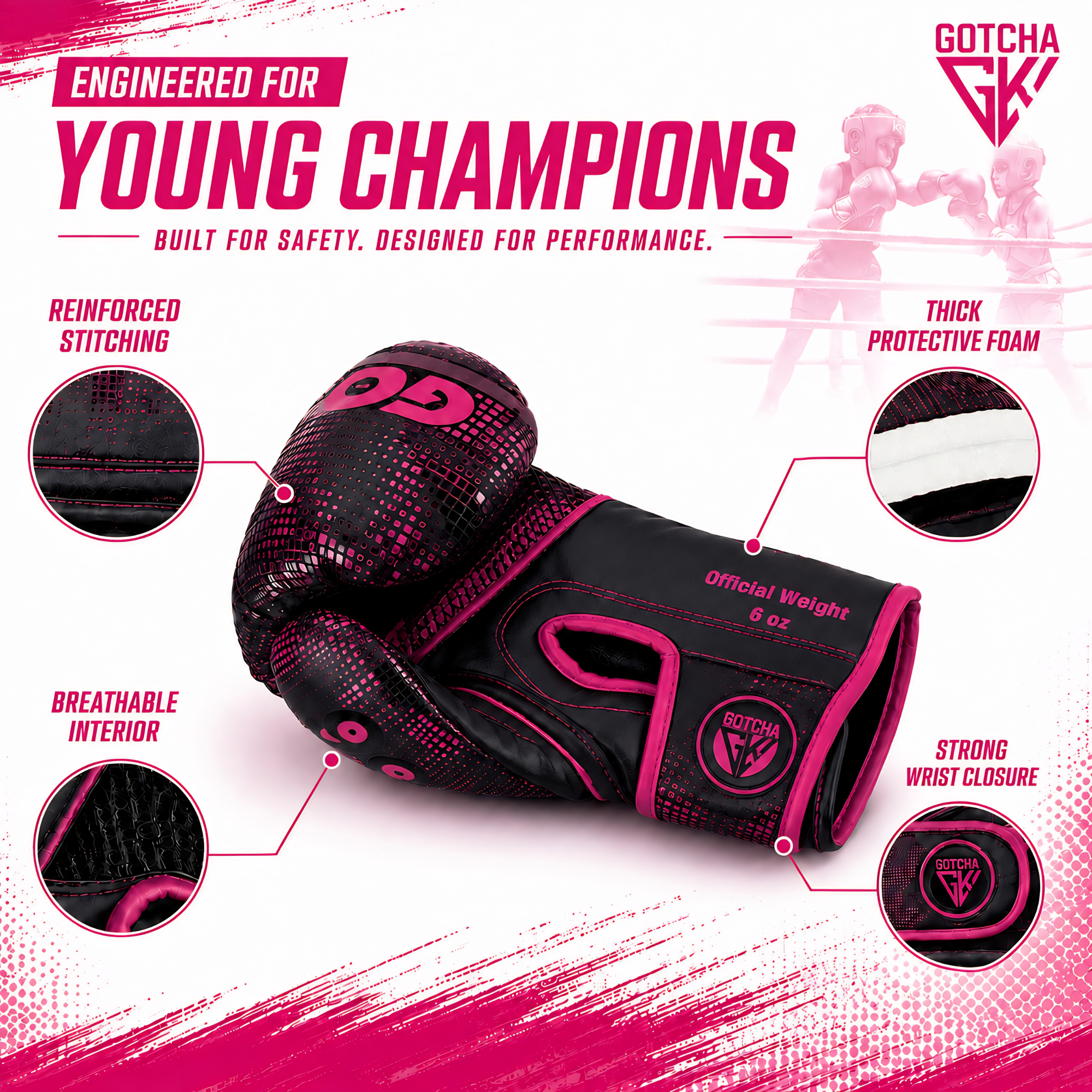 Kids Boxing Gloves - 4oz & 6oz Maya Hide Synthetic Leather - Junior Training Punching Bag Gloves - Sparring Kickboxing Muay Thai MMA Boxing Gloves for Boys & Girls