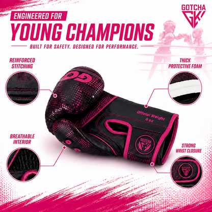 Kids Boxing Gloves - 4oz & 6oz Maya Hide Synthetic Leather - Junior Training Punching Bag Gloves - Sparring Kickboxing Muay Thai MMA Boxing Gloves for Boys & Girls