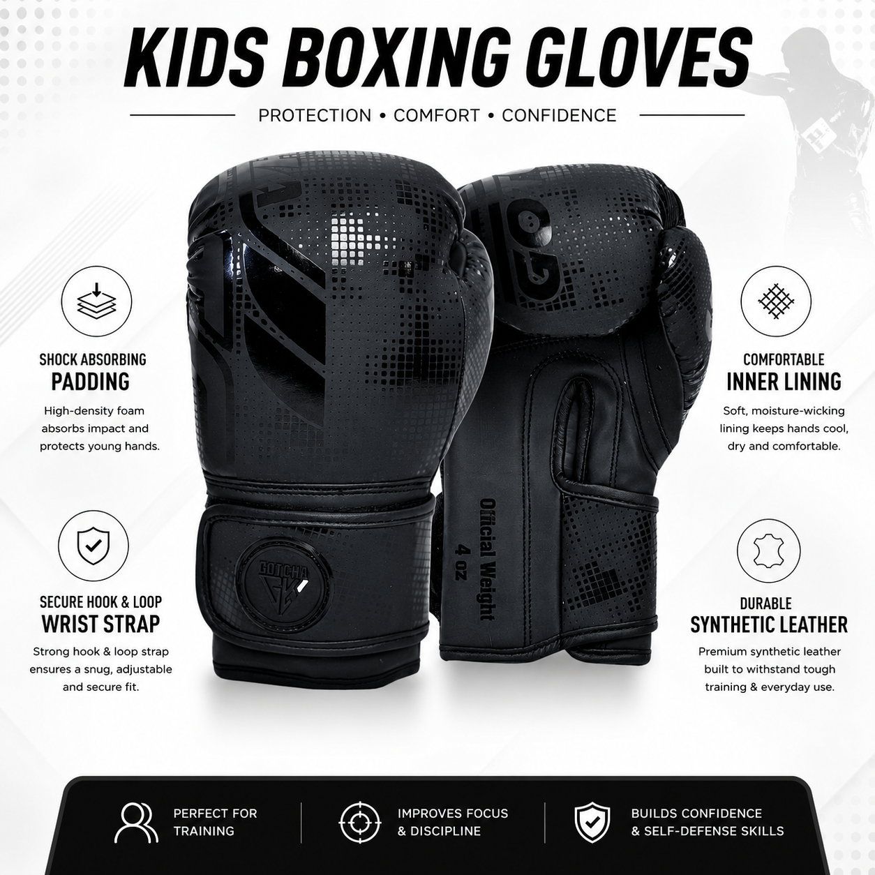Kids Boxing Gloves - 4oz & 6oz Maya Hide Synthetic Leather - Junior Training Punching Bag Gloves - Sparring Kickboxing Muay Thai MMA Boxing Gloves for Boys & Girls