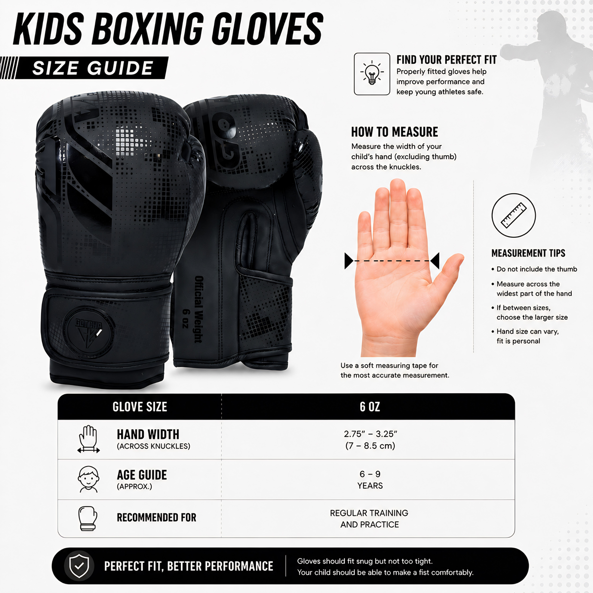 GotchaKart Kids Boxing Gloves 4oz & 6oz for Sparring, Muay Thai & Kickboxing