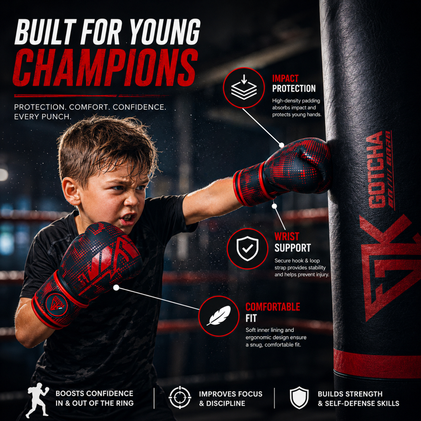Kids Boxing Gloves - 4oz & 6oz Maya Hide Synthetic Leather - Junior Training Punching Bag Gloves - Sparring Kickboxing Muay Thai MMA Boxing Gloves for Boys & Girls