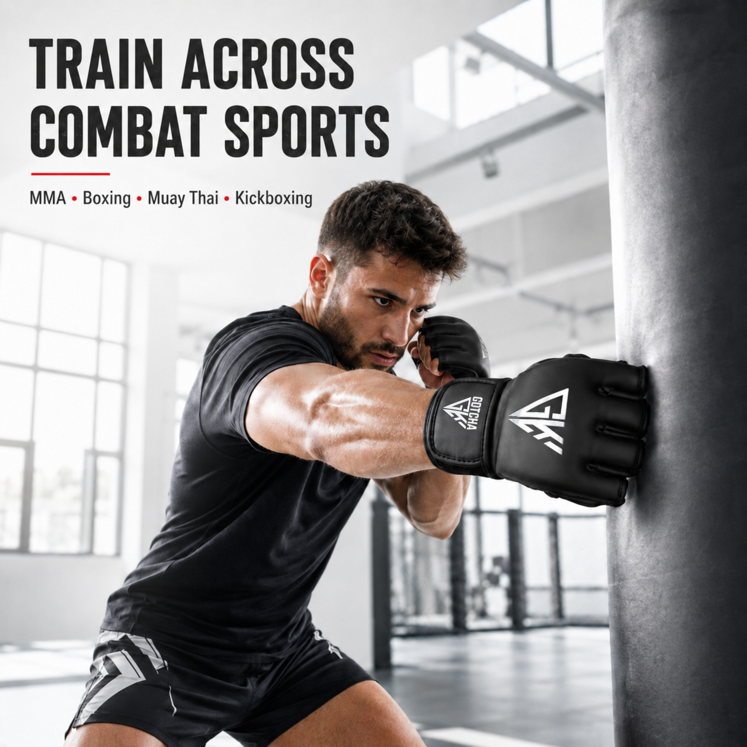 GotchaKart Open Finger MMA Gloves for Sparring Grappling Martial Arts Training Gloves