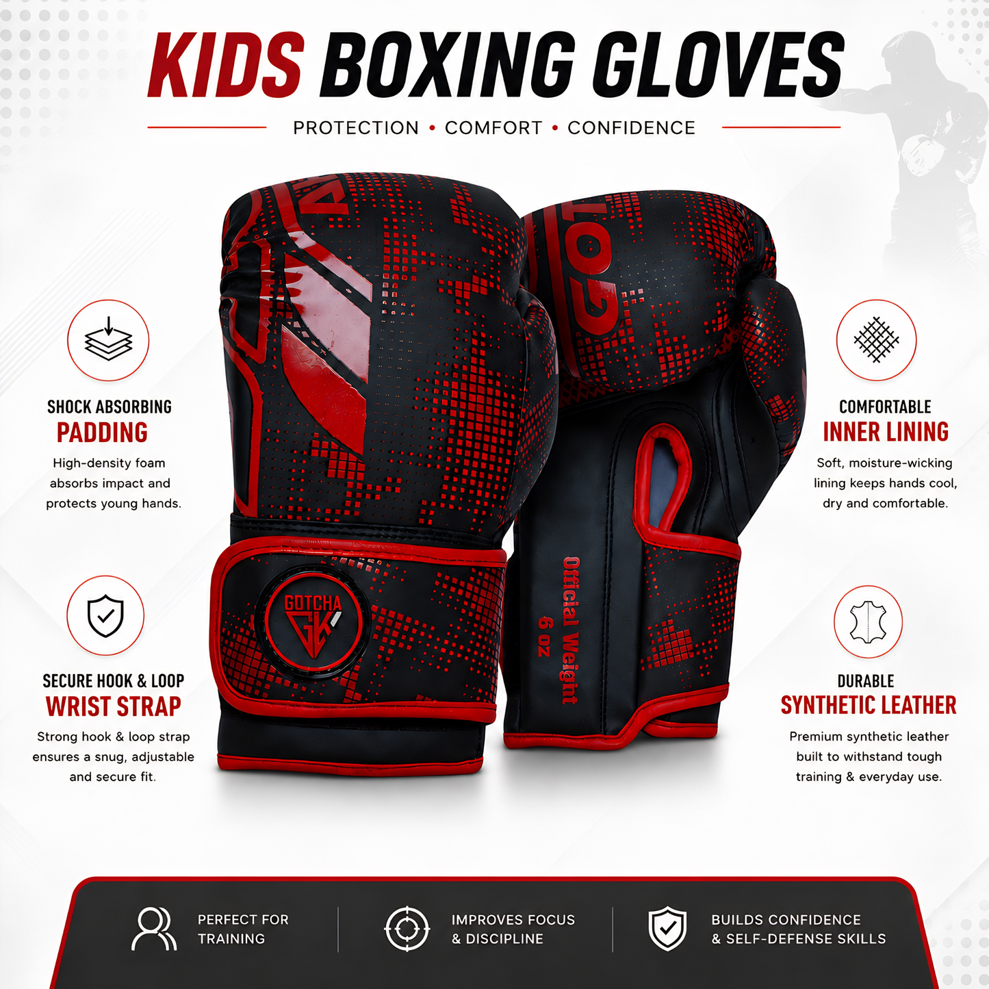 Kids Boxing Gloves - 4oz & 6oz Maya Hide Synthetic Leather - Junior Training Punching Bag Gloves - Sparring Kickboxing Muay Thai MMA Boxing Gloves for Boys & Girls