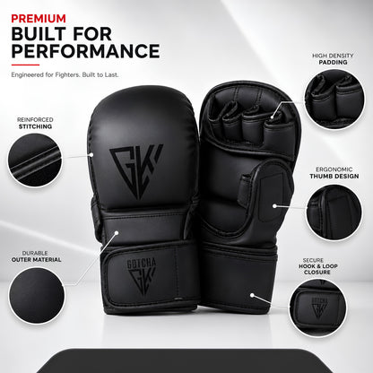 GotchaKart MMA Sparring Gloves Open Finger Grappling Training Boxing Gloves