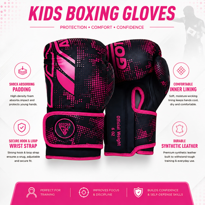 GotchaKart 4oz & 6oz Kids Boxing Gloves Focus Pads Set Youth MMA Training Gear