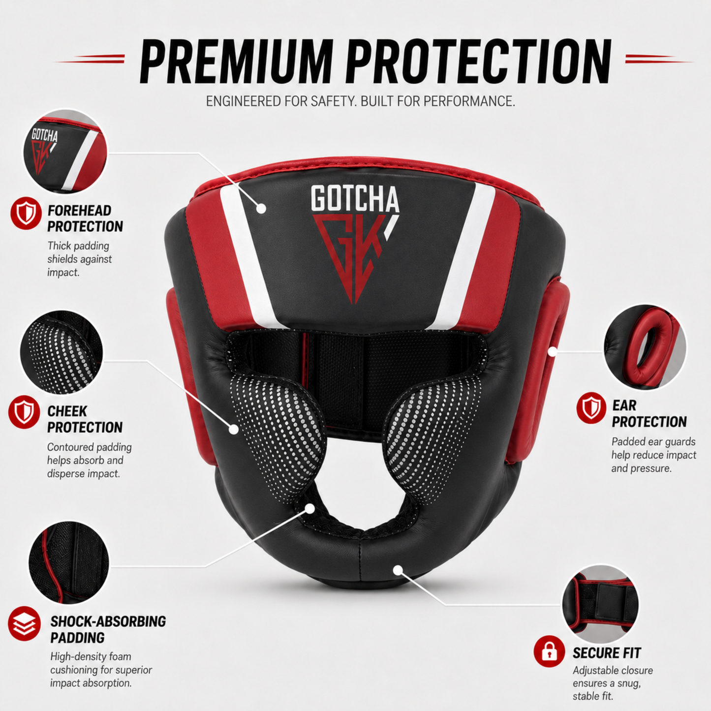 GotchaKart Boxing Headguard for Sparring, MMA, Muay Thai & Kickboxing Headgear
