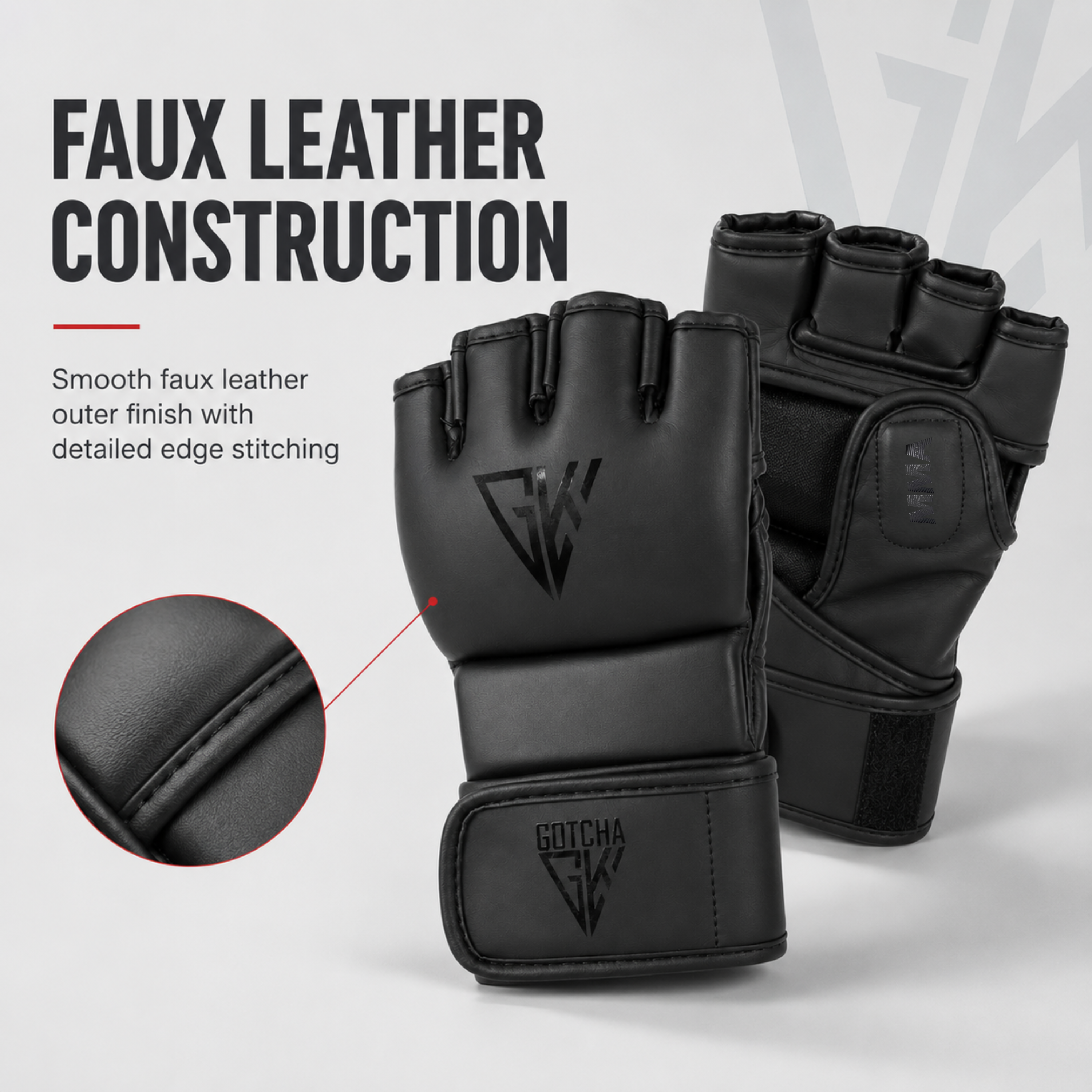 GotchaKart Open Finger MMA Gloves for Sparring Grappling Martial Arts Training Gloves