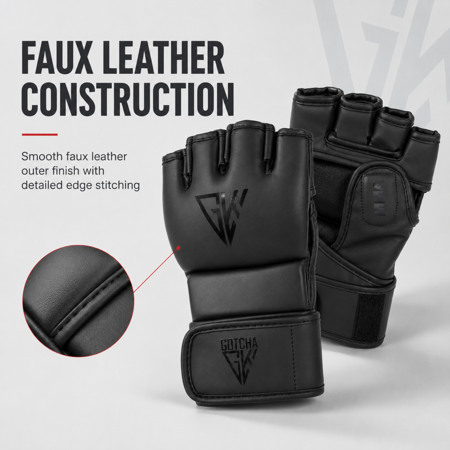 GotchaKart Open Finger MMA Gloves for Sparring Grappling Martial Arts Training Gloves