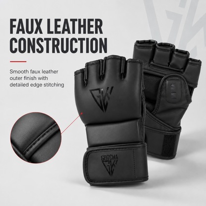 GotchaKart Open Finger MMA Gloves for Sparring Grappling Martial Arts Training Gloves