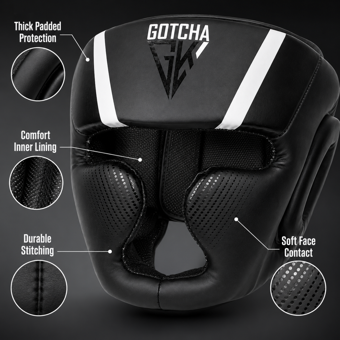 GotchaKart Boxing Headguard for Sparring, MMA, Muay Thai & Kickboxing Headgear