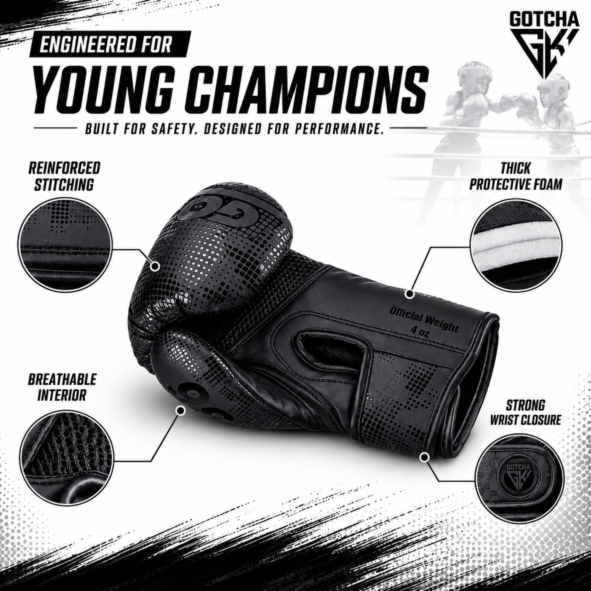 Kids Boxing Gloves - Junior Training Gloves 4oz & 6oz - Muay Thai Sparring MMA Kickboxing Punch Bag Boxing Gloves Kids, Maya Hide Leather Punching Fitness, Workouts & Practice