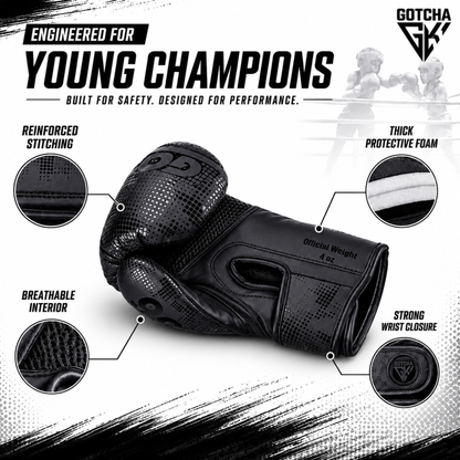 GotchaKart Kids Boxing Gloves 4oz & 6oz for Sparring, Muay Thai & Kickboxing