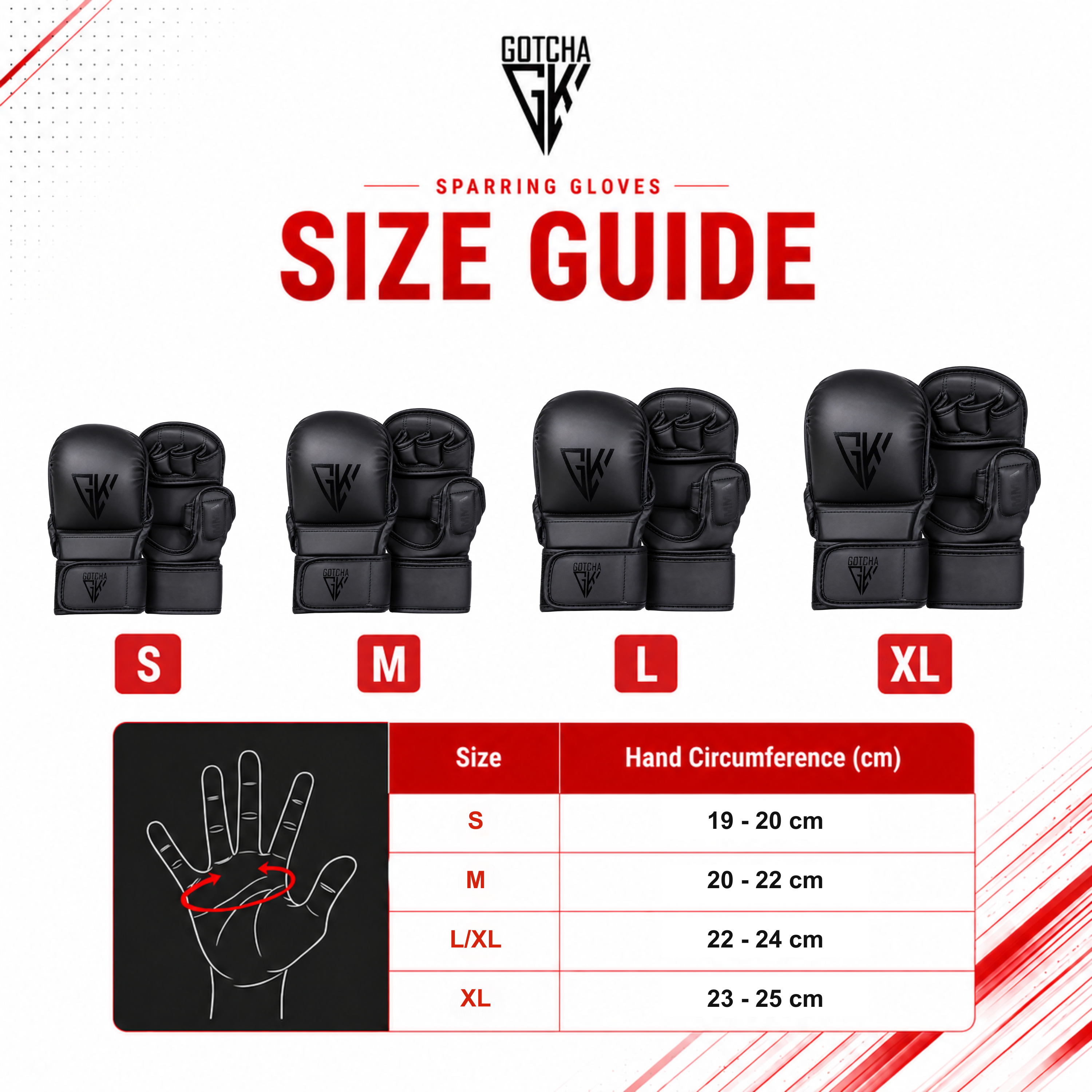 GotchaKart MMA Sparring Gloves Open Finger Grappling Training Boxing Gloves