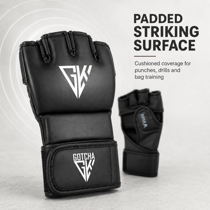 GotchaKart Open Finger MMA Gloves for Sparring Grappling Martial Arts Training Gloves