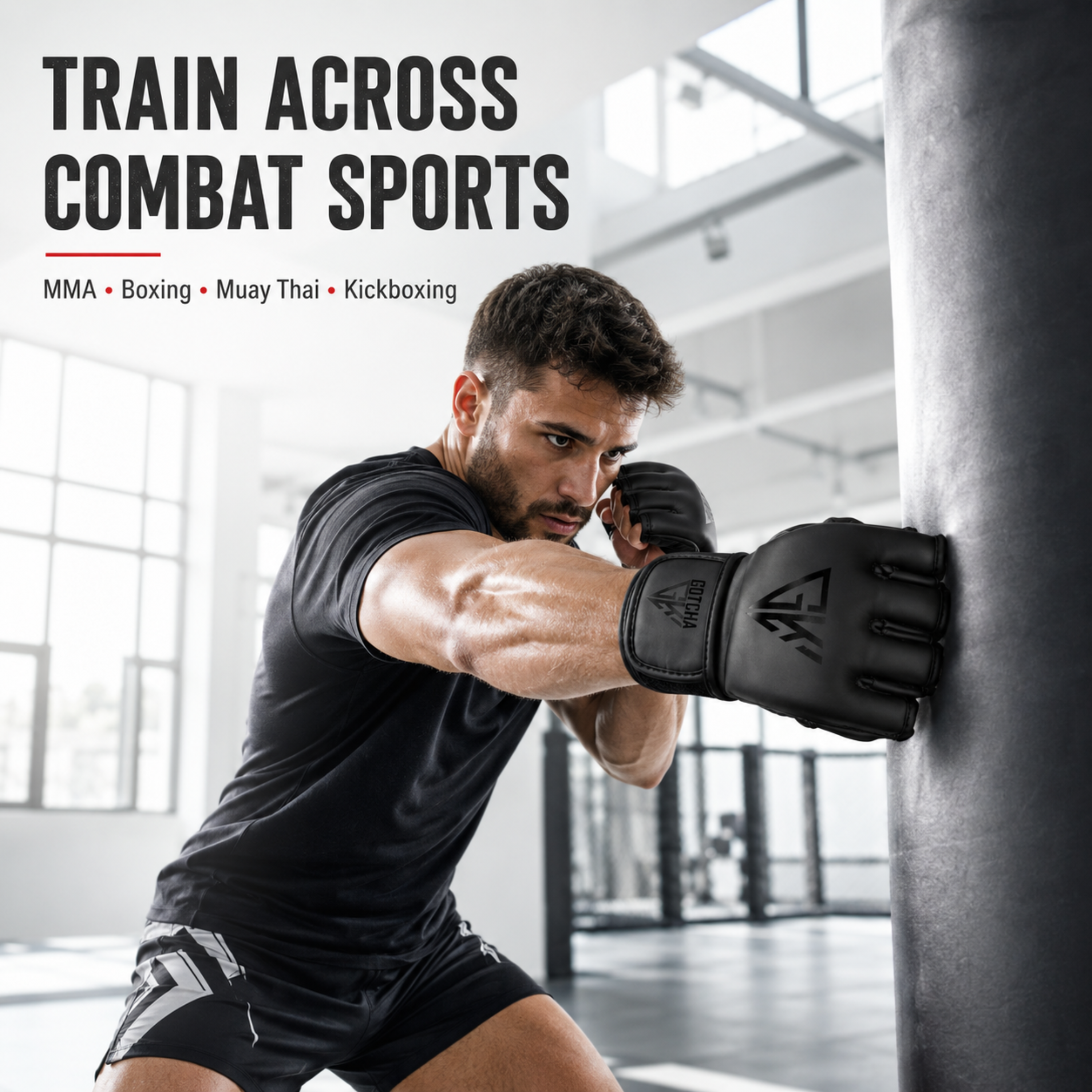 GotchaKart Open Finger MMA Gloves for Sparring Grappling Martial Arts Training Gloves