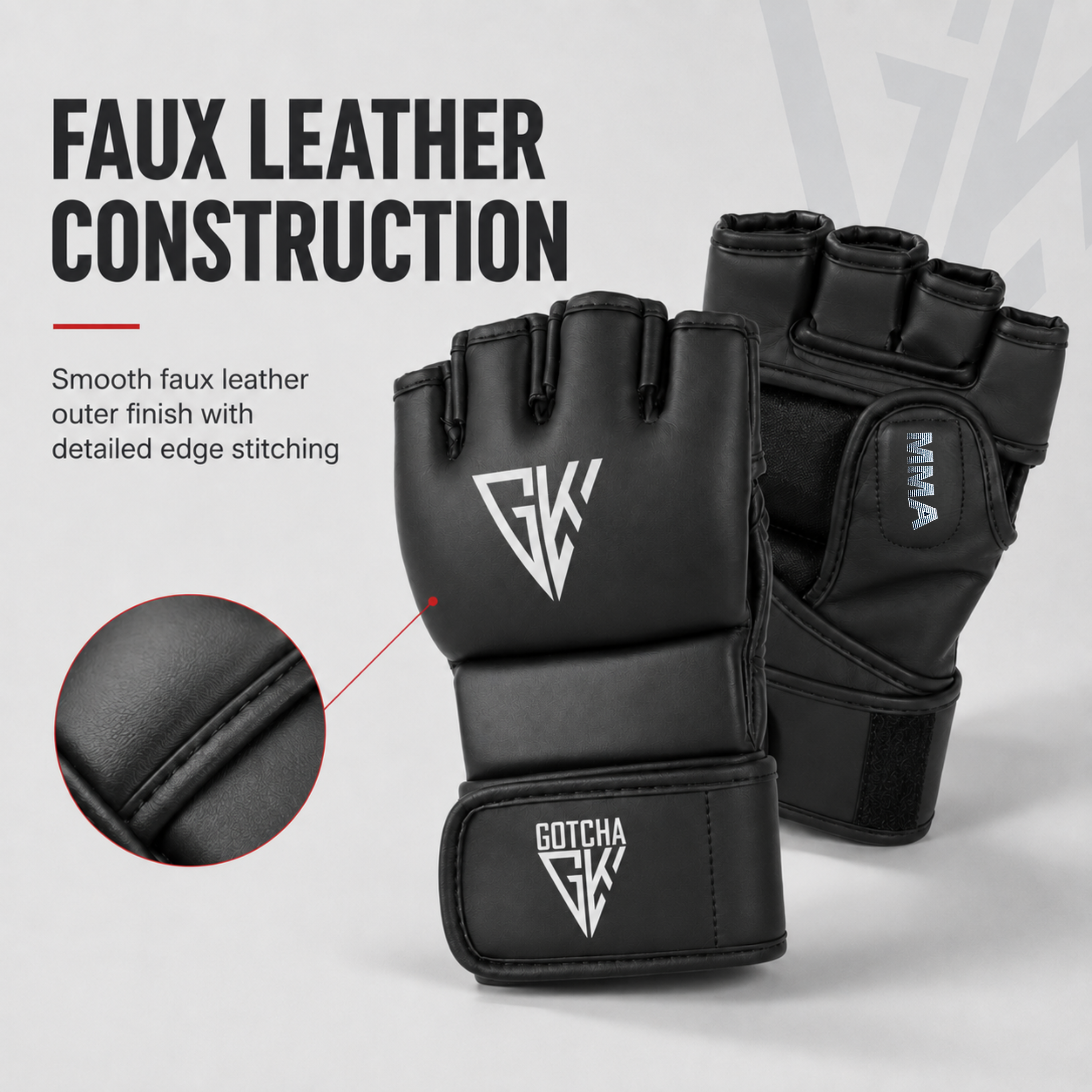 GotchaKart Open Finger MMA Gloves for Sparring Grappling Martial Arts Training Gloves