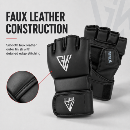GotchaKart Open Finger MMA Gloves for Sparring Grappling Martial Arts Training Gloves