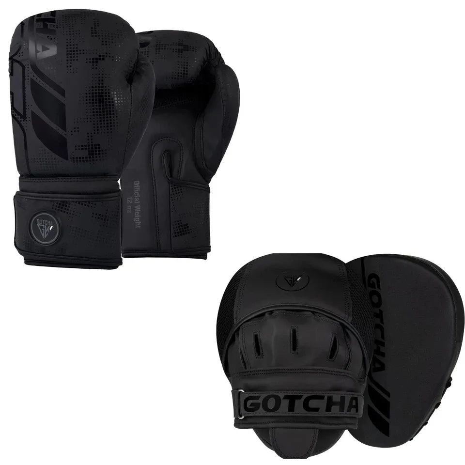Boxing Gloves & Focus Pads Set 8oz–16oz Premium Synthetic Leather MMA Sparring & Training Punch Mitts Kit for Boxing, Kickboxing & Muay Thai
