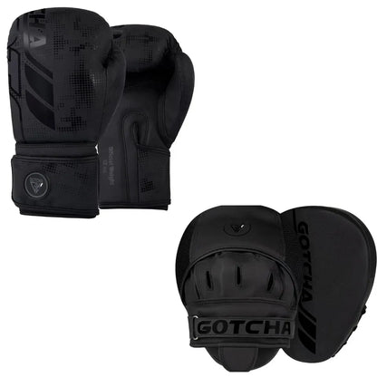 Boxing Gloves & Focus Pads Set 8oz–16oz Premium Synthetic Leather MMA Sparring & Training Punch Mitts Kit for Boxing, Kickboxing & Muay Thai