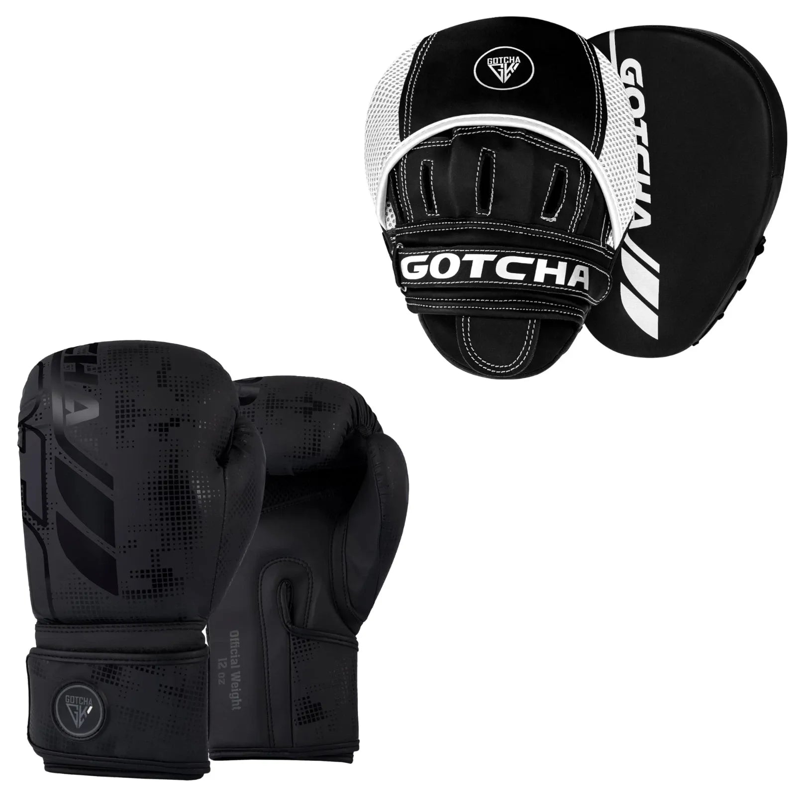Boxing Gloves & Focus Pads Set 8oz–16oz Premium Synthetic Leather MMA Sparring & Training Punch Mitts Kit for Boxing, Kickboxing & Muay Thai
