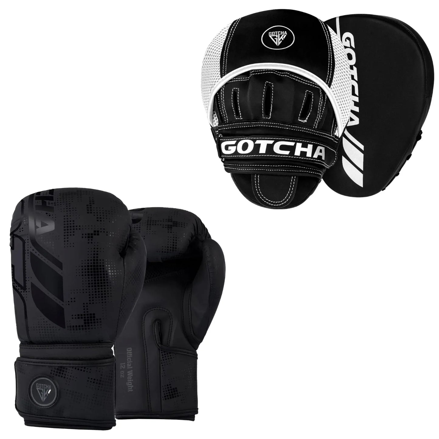 Boxing Gloves & Focus Pads Set 8oz–16oz Premium Synthetic Leather MMA Sparring & Training Punch Mitts Kit for Boxing, Kickboxing & Muay Thai