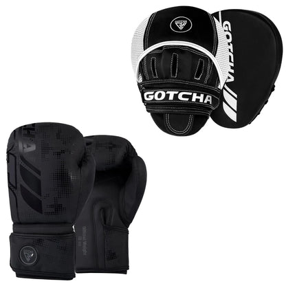 Boxing Gloves & Focus Pads Set 8oz–16oz Premium Synthetic Leather MMA Sparring & Training Punch Mitts Kit for Boxing, Kickboxing & Muay Thai