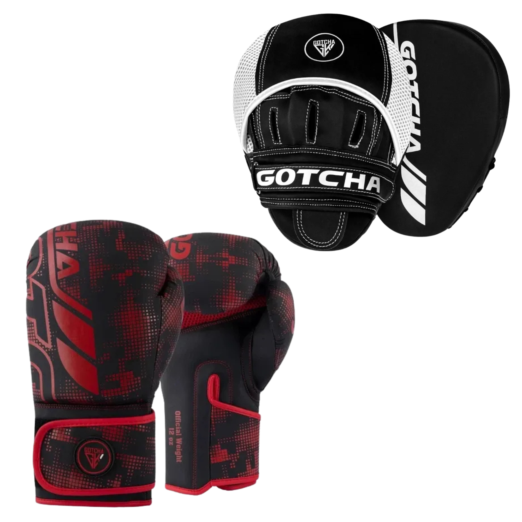 Boxing Gloves & Focus Pads Set 8oz–16oz Premium Synthetic Leather MMA Sparring & Training Punch Mitts Kit for Boxing, Kickboxing & Muay Thai
